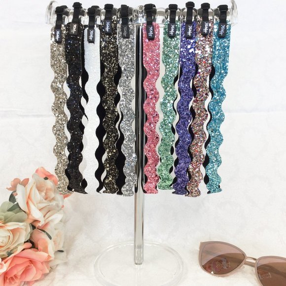 Hipsy 10-pack Bling Glitter Adjustable No Slip Wave Neutral & Pastel Headbands main image 9